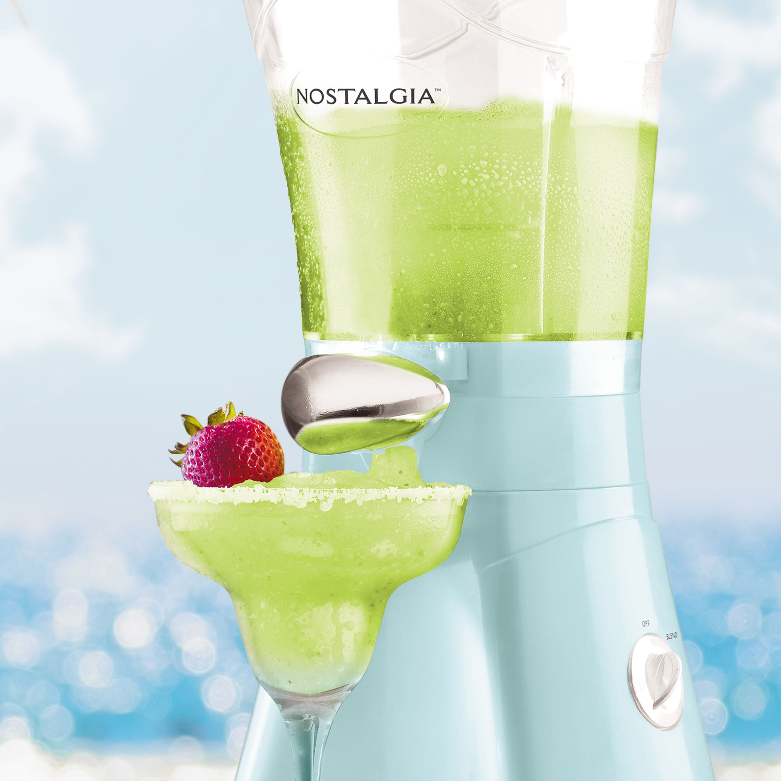 Nostalgia 64 oz Slushie Machine, 200W Slushy Maker and Margarita Maker with 3 Blending Speeds, Aqua