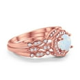 thumbnail image 2 of Three Piece Art Deco Ring Band Rose Tone Lab Created White Opal 925 Sterling Silver Size 12, 2 of 3