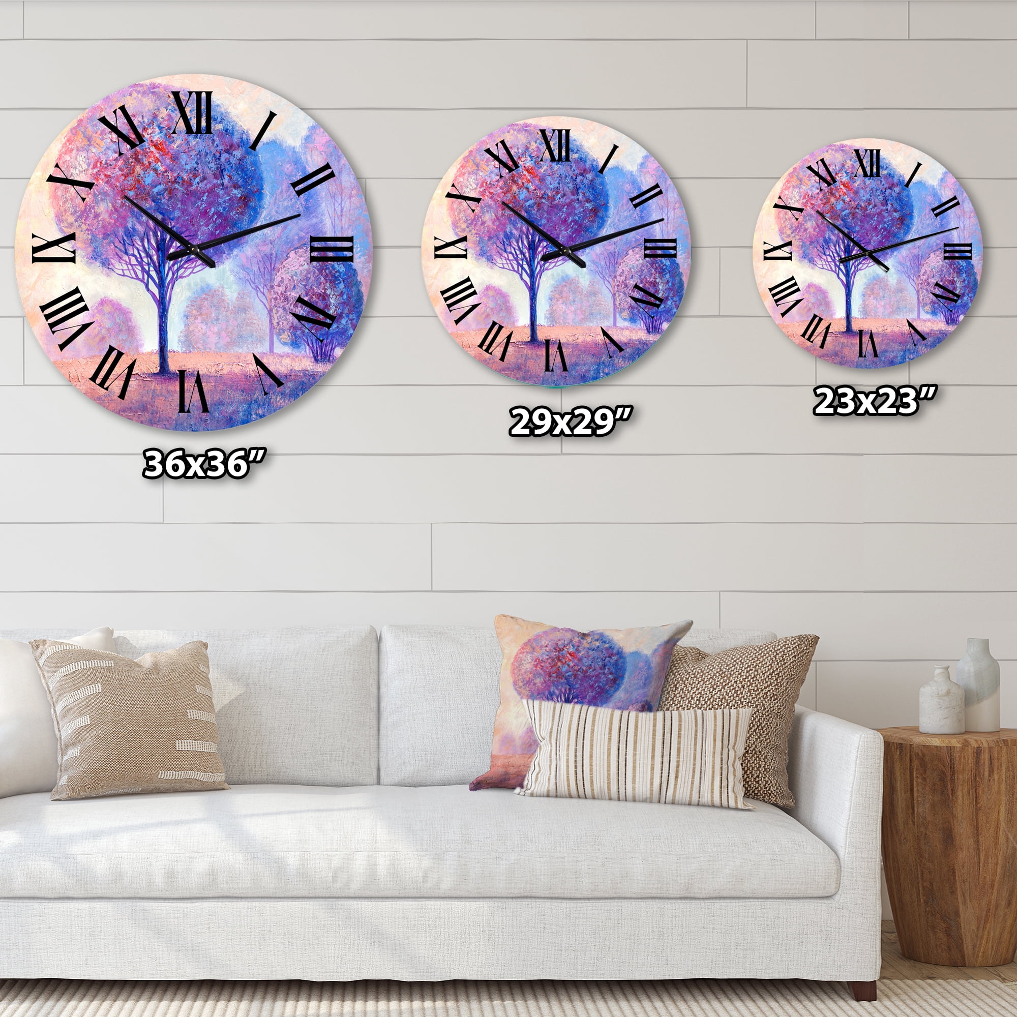 Designart 'Colourful Trees Impression Ii' Traditional Wall Clock