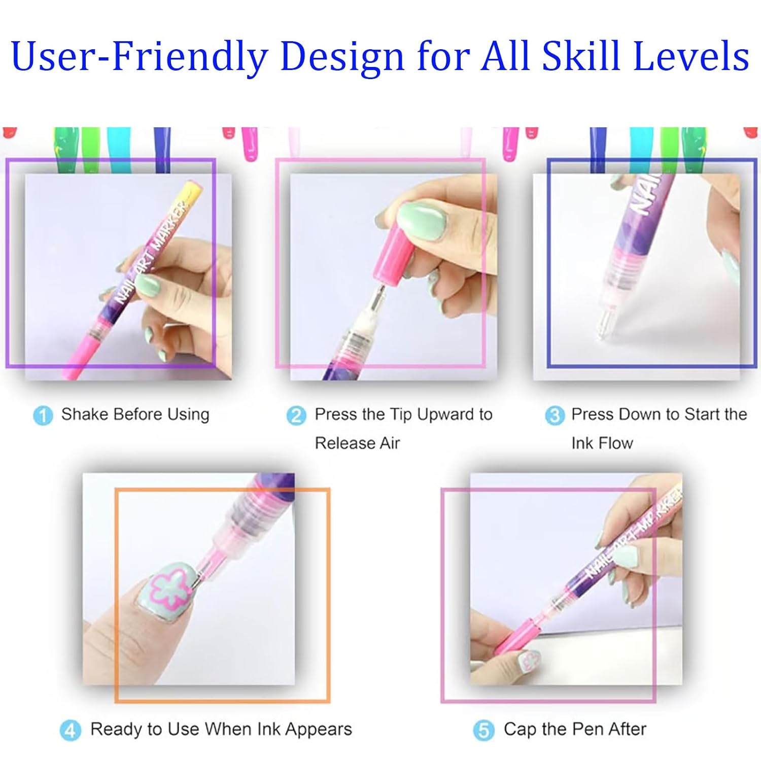 Waterproof Nail Art Pen Set with 12 Colors - Create Salon-Worthy 3D Nail Art at Home Using 0.5mm Fine Tip Markers, Quick-Drying Formula for Professional DIY Nail Designs (1pc), Easy to Use