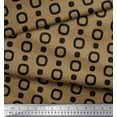 thumbnail image 2 of Soimoi Brown Cotton Jersey Fabric Square Geometric Print Fabric by Yard 58 Inch Wide, 2 of 3