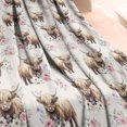 thumbnail image 3 of Beige Highland Cow Flower Pattern Blanket,Comfortable Soft Lamb Wool Throw Blanket,All Season,Warm Lightweight Blankets for Sofa Bed Couch Living Room Chair,60"x80", 3 of 4
