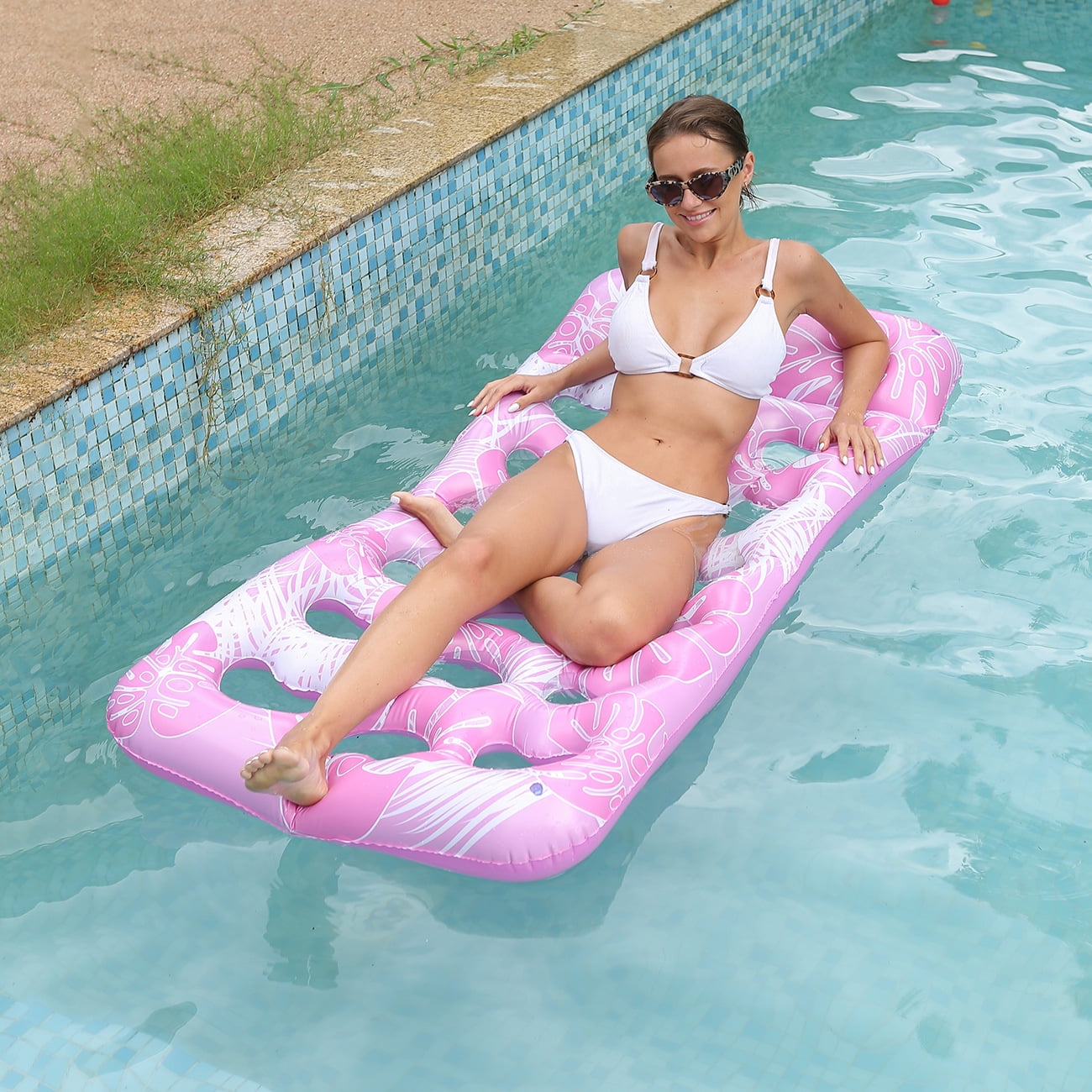 Thedttoy Hamaca Inflable De Agua Para Adultos Y Niños – Flotador De Piscina Con Soporte Ergonómico, Capacidad 113 Kg, Ligero Y Compacto Para Viajes, Ideal Para Verano