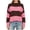 01 Pink, variant on Fewfanhot Fall Sweaters for Women Striped Mock Neck Fall Knit Color Block Long Sleeve Warm Winter Loose Fit Sweater
