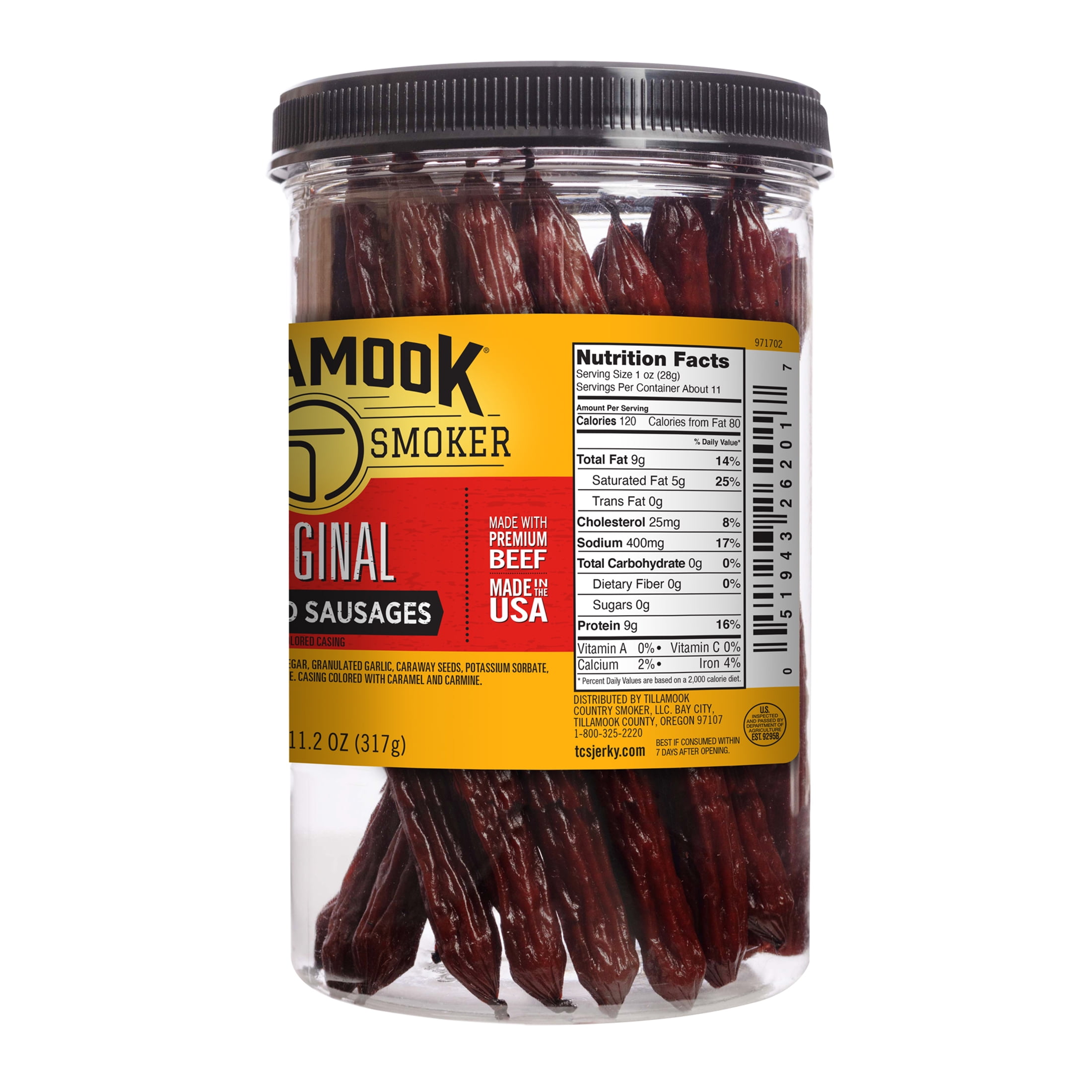 (3 pack) Tillamook Country Smoker, Beef Sticks, 11.2 oz, 20 Count
