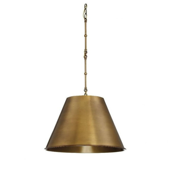 1 Light Pendant-Traditional Style with Transitional and Contemporary Inspirations-12.5 inches Tall By 18.25 inches Wide-Warm Brass Finish Bailey