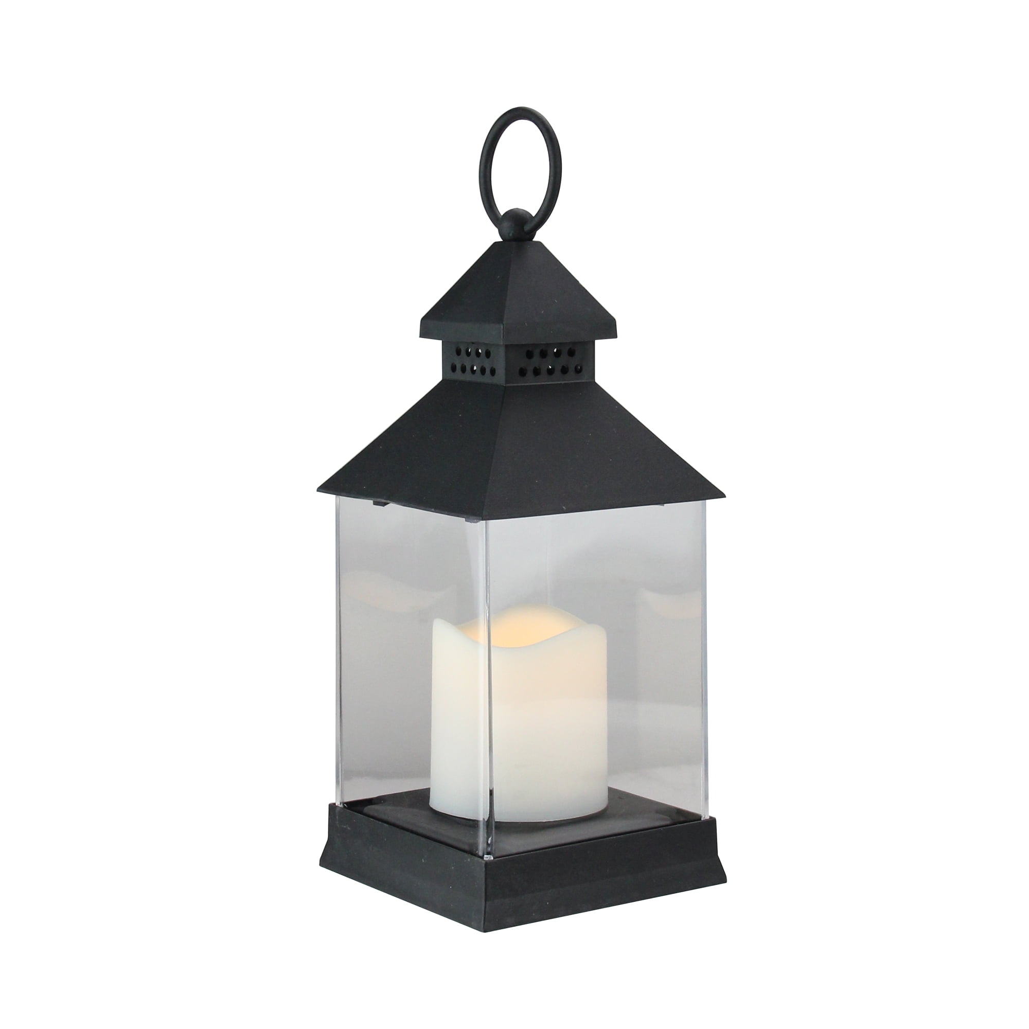 9.5" Black Candle Lantern with Flameless LED Candle Walmart Canada