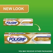 Poligrip Extra Care Denture Adhesive Cream, Flavor Free, Zinc Free - 2.2 Oz (3 Pack)