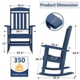 thumbnail image 5 of Patio Slat Rocking Chair Set of 2, HDPE Plastic Weather Resistant Porch Rocker, Navy Blue, 5 of 10