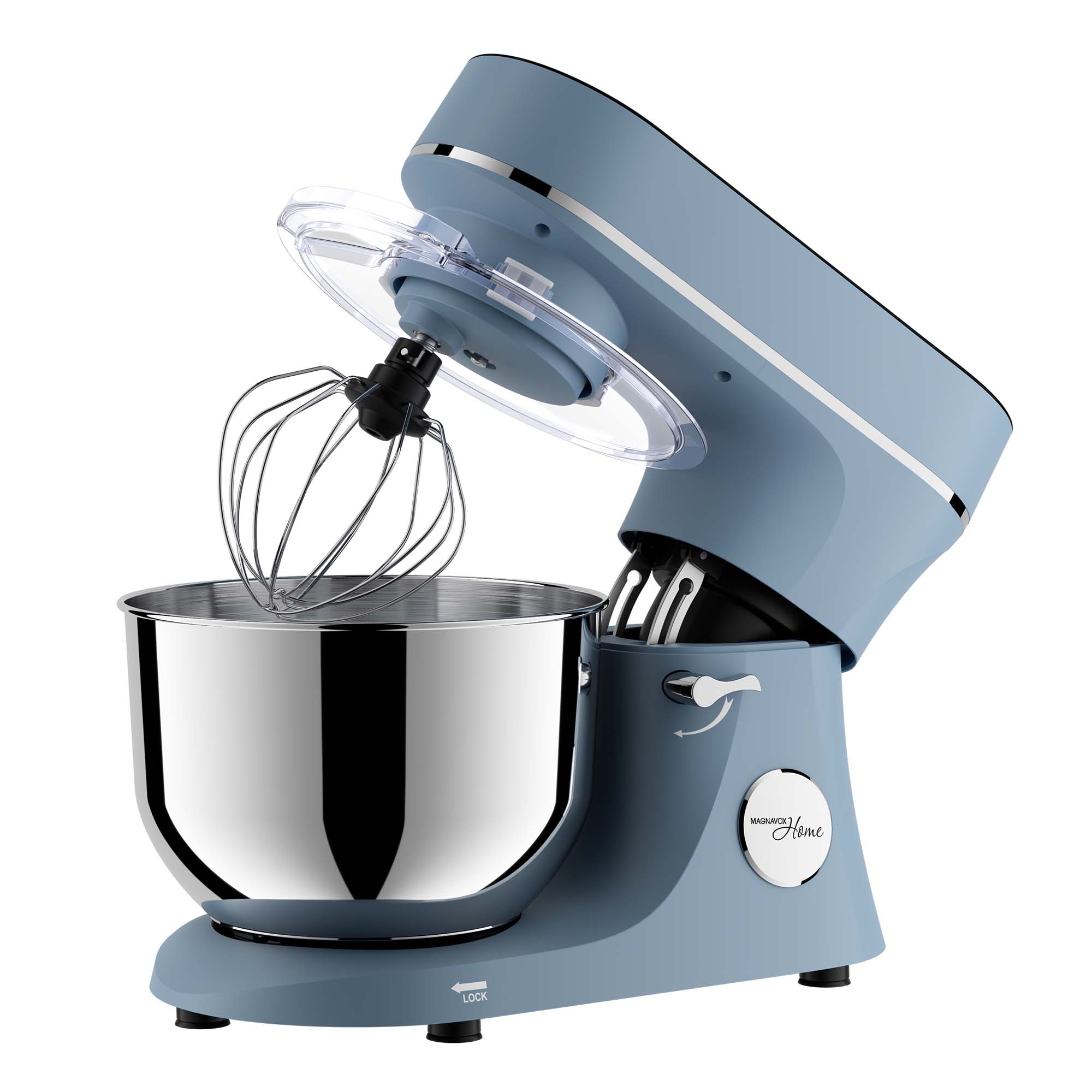 Magnavox 6.0L Digital Touch Screen Stand Mixer with Stainless Steel Bowl, 11-Speed, Tilt-Head, Planetary Mixing, 660W Motor, Dough Hook, Beater, Whisk, Bowl Cover