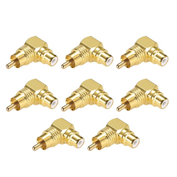 Adaptador RCA Macho a hembra 90 grados Unique Bargains Cable AV estéreo 8uds