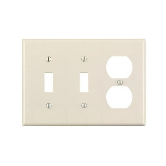 Light Almond 3-Gang, 2-Toggle with 1-Duplex Combo Wall Plate, White