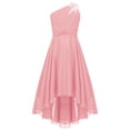 thumbnail image 1 of RUNQHUI Robe en Mousseline Brillante à une Épaule pour Enfants, Robe de Demoiselle d'Honneur pour Fillettes, Robe de Mariage, de Fête Formelle, de Bal, Rose 14, 1 of 5