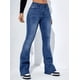thumbnail image 1 of Pantalones vaqueros elásticos con estampado de bigote para mujer, Pantalón vaquero de cintura alta, color gris, clásico, Y2K, Punk, 1 of 5