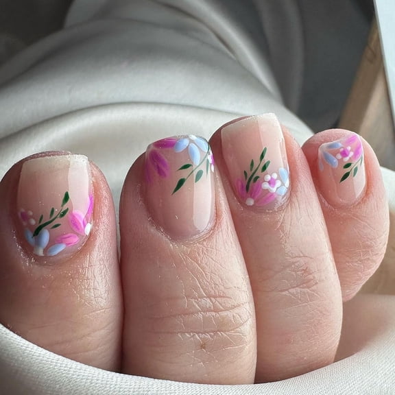 Summer Press on Nails Short Square Lemon Yellow Fake Nails Full Cover Cute Cherry False Nails with Designs Cute Acrylic Nails Glossy Glue on Nails Petite Artificial Nails for Women Girls 24Pcs S13 1