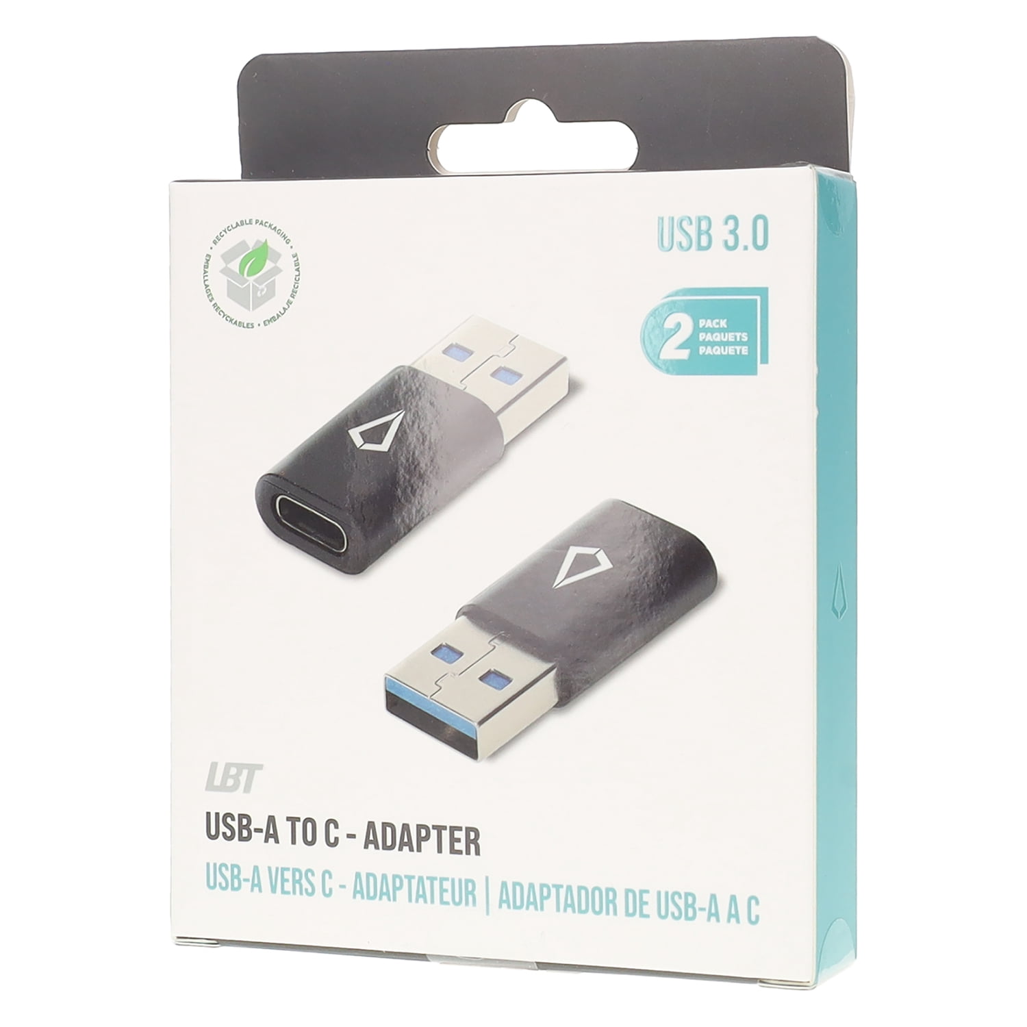 LBT USB-C to USB-A Adapter, USB 3.0, 2 Pack