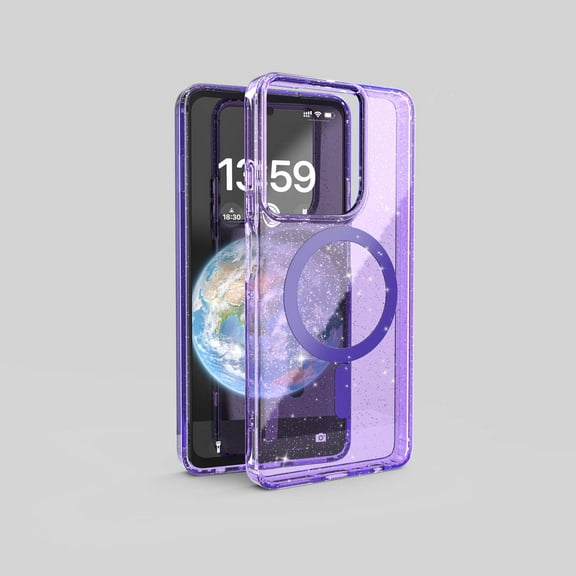 Magnetic for Moto G Stylus 5G (2024) Rugged Case, Compatible with MagSafe, Bling Hybrid Translucent Matte Scratch-Resistant Back Military-Grade Protection Shockproof Slim Phone Cover,Purple