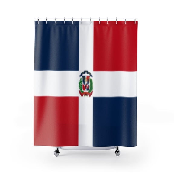 Dominican Republic Flag Premium 71"x74" Waterproof Shower Curtain for Stylish Bath Decor