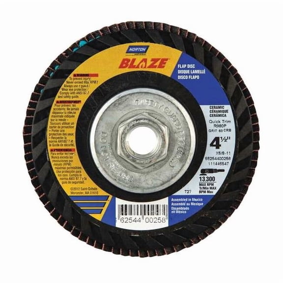 Norton Abrasives Fiber Disc,4 1/2 in Dia,7/8in Arbor 66254400253