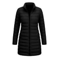 thumbnail image 4 of Smupbvky Womens Long Puffer Coat Stand Collar Two-Way Zip Up Lightweight Quilted Jacket Winter Outdoor Warm Outerwear (2XL, Black), 4 of 9