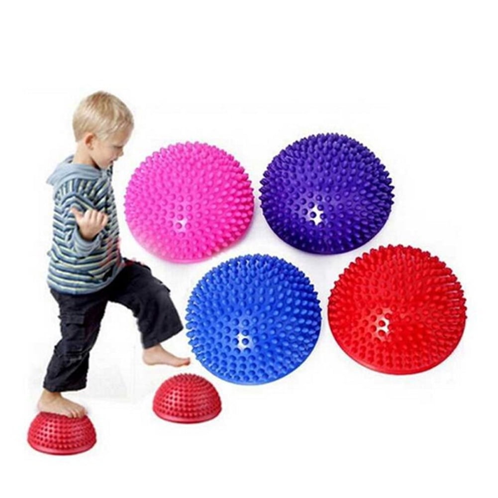Stability Training Motor Skills Yoga Gymnastics Exercise Foot Massage Muscle Balancing Therapy 2PCS Hedgehog Balance Pods Half Spiky Fitness Domes for Kids Adults Sports Pimples Pilates Ball