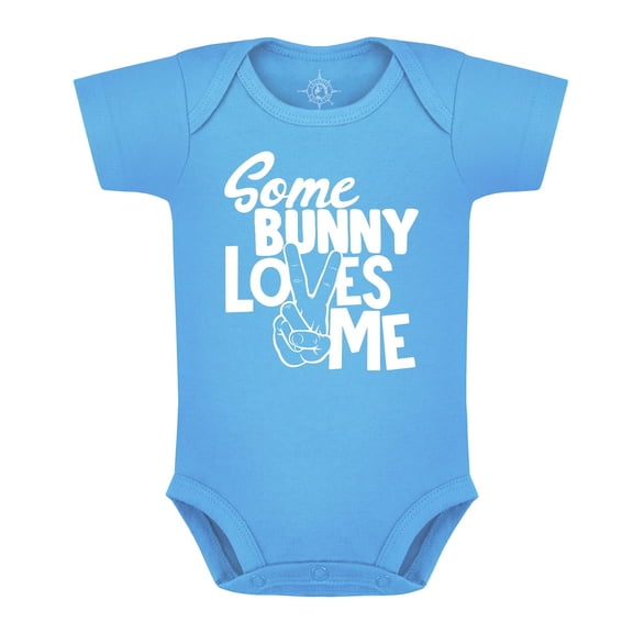 Creative Knitwear Easter Baby Bodysuit - Some Bunny Loves Me - Carolina Blue - 0-3 Months