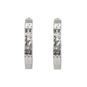 Time and Tru Adult Womens Silver Tone Hammered Metal Hoop Earring