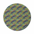 thumbnail image 1 of Tropical Mouse Pad for Computers, Exotic Aloha Themed Illustration of Abstract Colorful Palm Leaves Print, Round Non-Slip Thick Rubber Modern Mousepad, 8" Round, Indigo and Multicolor, by Ambesonne, 1 of 2