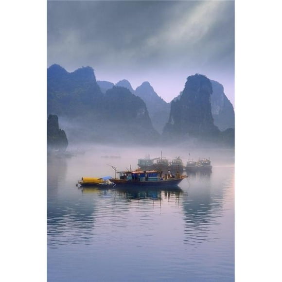 Junks On Halong Bay Poster Print by Carson Ganci, 22 x 34 - Large