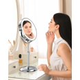 thumbnail image 4 of Benbilry Lighted Makeup Mirror with 10X Magnification & 3 Color Lights, Adjustable Brightness & Height, 7 Inch 360&Acirc;&deg; Swivel Rechargeable LED Magnifying M, 4 of 8