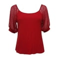 thumbnail image 5 of Sngxgn Women's Summer Short Sleeve V-Neck Shirts Casual Solid Color Basic Tee T-Shirt(Red,XL), 5 of 6