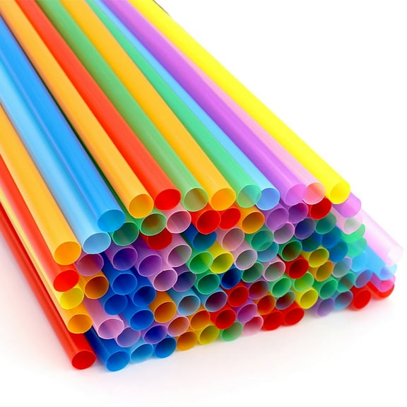 Multicolor Disposable Drinking Straws 190x6mm，8 Colors Bulk Pack Plastic Bendable Straws for Home Bar Party Cocktail Juice Smoothie Birthday Wedding Supplies - 300Pcs
