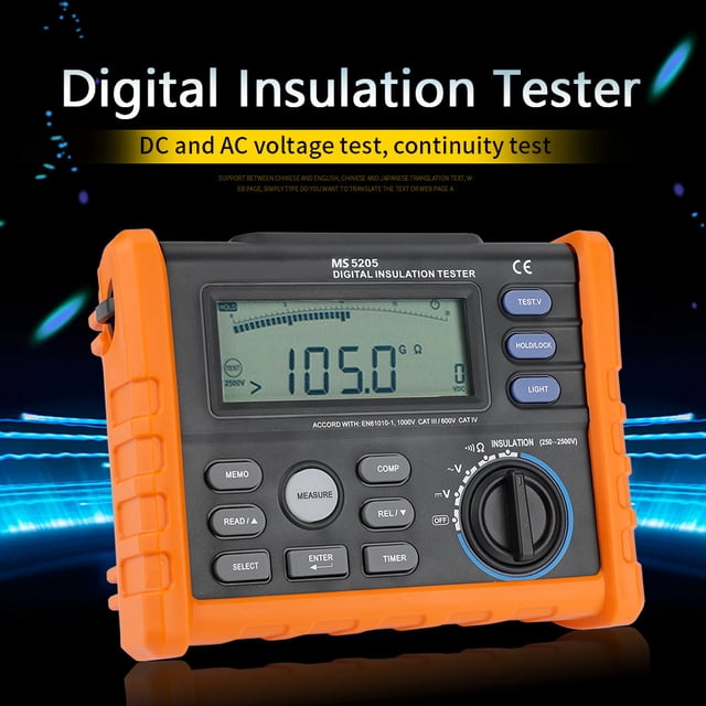 Insulation Resistance Tester With 250V-2500V Digital Insulation Resistance Multimeter Tester 0.01 Milliohm -100G Ohm Digital Insulation Tester For DC AC Voltage Test
