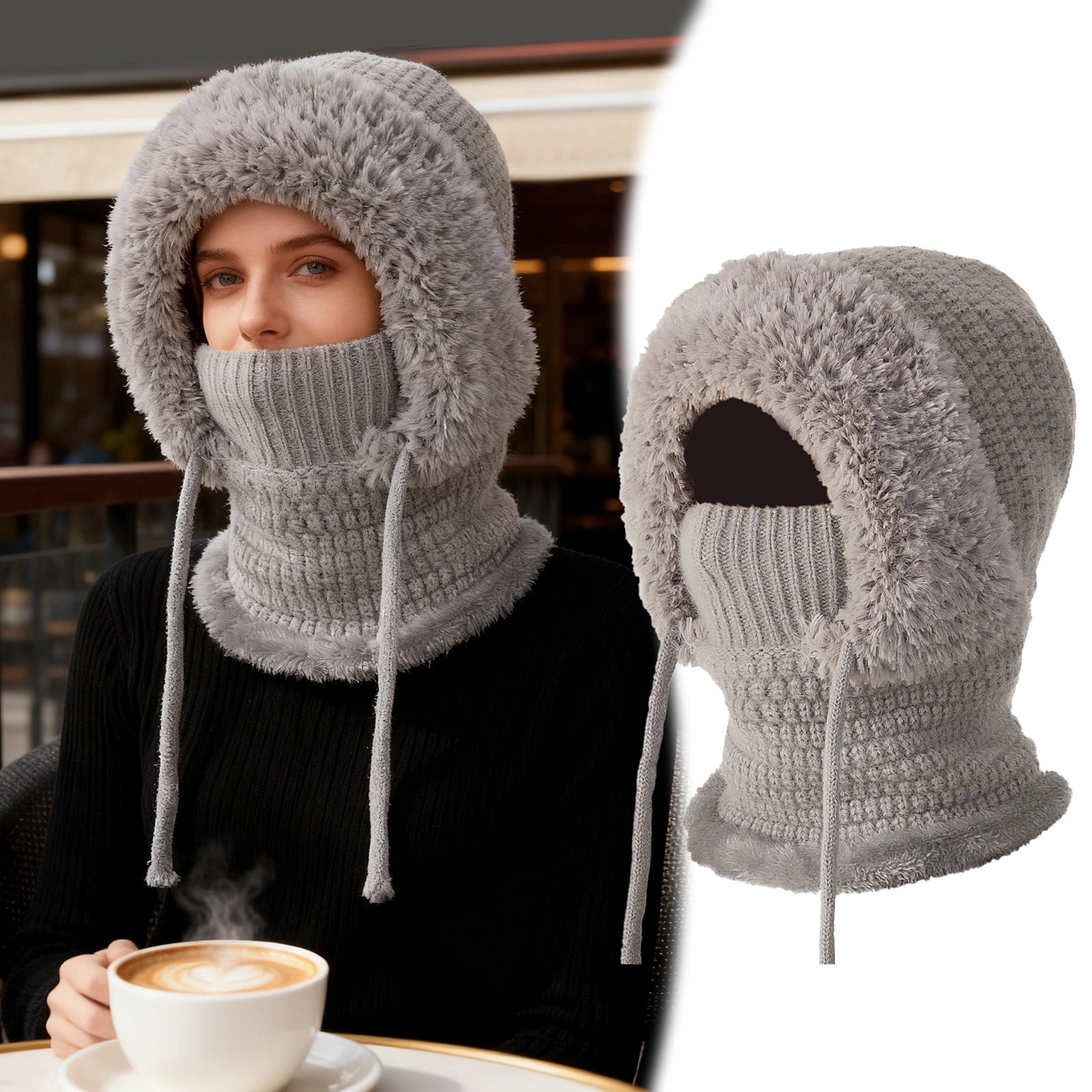 3-in-1 Winter Balaclava, 2025 New Knitted Hat, Multifunctional Scarf Hat for Outdoor Sports, Cozy Ski Mask for Women (1)