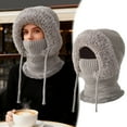 thumbnail image 2 of Ensemble Bonnet et Foulard Tricotés d'Hiver pour Femmes - Cache-Cou Doublé Thermique Réversible pour le Visage et le Cou, Accessoires d'Extérieur par Temps Froid, 2 of 6
