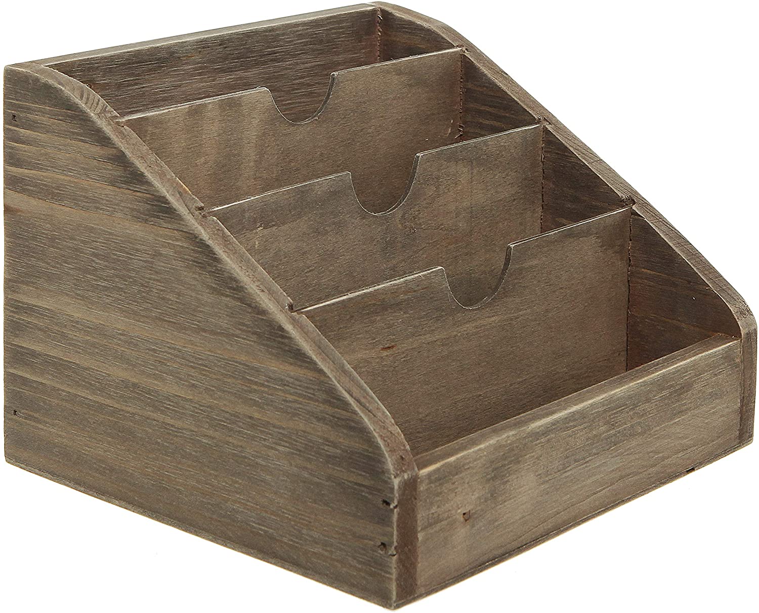 MyGift Dark Brown Wood 4 Compartments Rustic Mail Sorter, Desk Organizer Rack for Home, Office, Classroom, Dorm