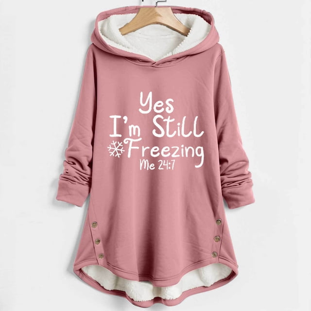 Puntoco Abrigo Con Capucha Y Manga Larga Para Mujer, Informal, Con Botones Y Letras, De Talla Grande, Para Mantener El Calor