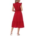 thumbnail image 3 of INSPIRE CHIC Polka Dot Dress for Women's Summer Ruffle Sleeve Tie V Neck Casual Beach Vacation Midi Dresses L Red, 3 of 6