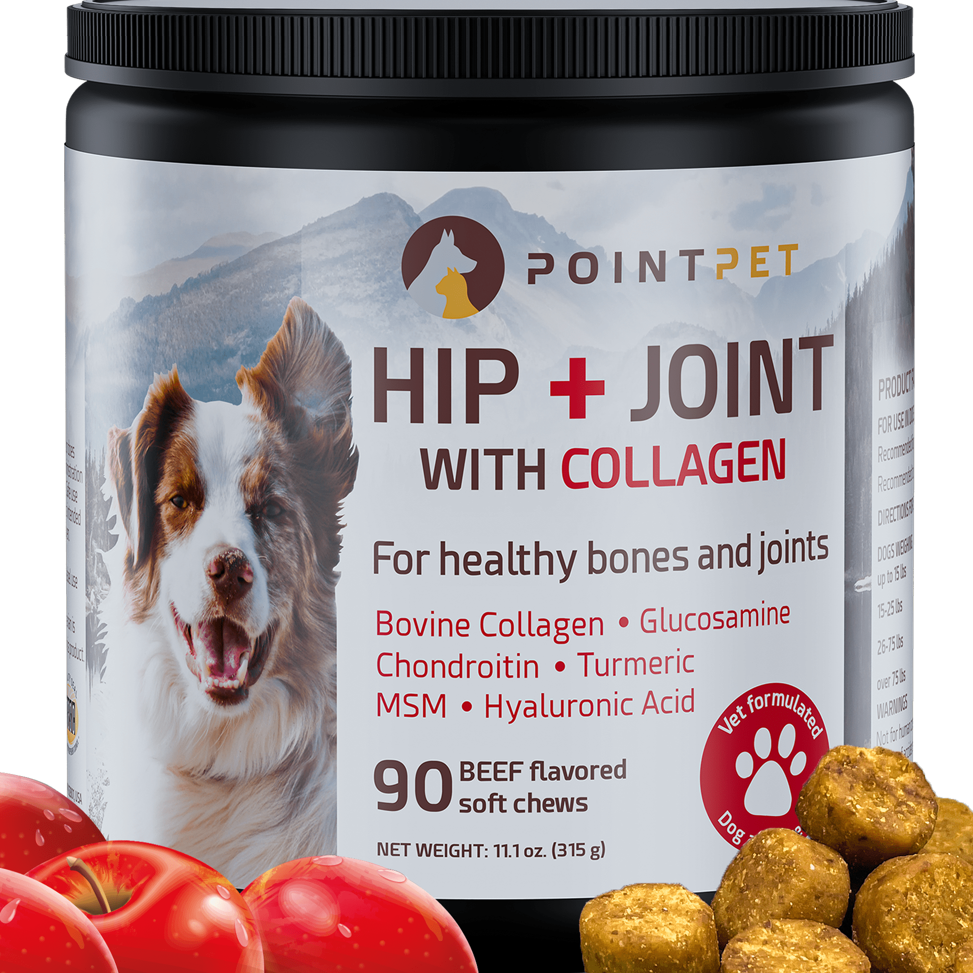 PointPet Dog Hip & Joint Support with Bovine Collagen, Vet Formulated