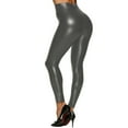 thumbnail image 5 of Women's Stretchy Faux Leather Leggings High Waisted Pleather Pants Sexy PU Butt Lifting Leather Tights Gray M, 5 of 5