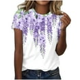 thumbnail image 3 of yoeyez Ladies Tops and Blouses Vintage Floral Crewneck Blouse Short Sleeve T Shirts Casual Summer Wildflower Plant Tee Shirts, 3 of 5