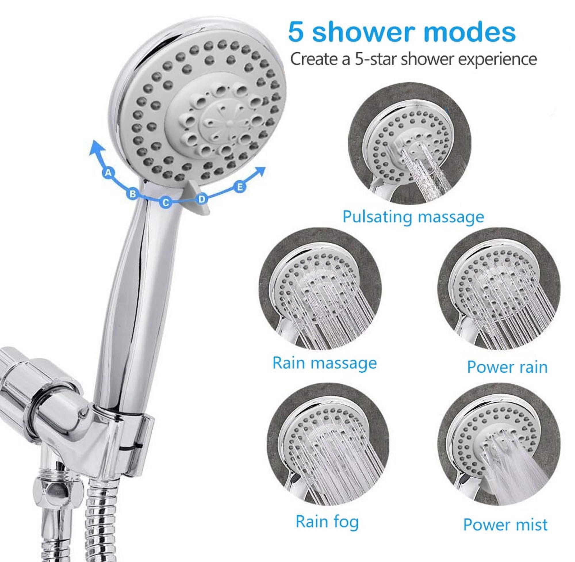 Shower Heads 5 Setting with Handheld Sprayer & Long Hose High Pressure Rain, Easy Tool Free Installation, Adjustable Shower Heads
