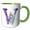 Green/White, variant on 3drose, Cute Astronaut Monogram Initial W, 11oz Two-tone Yellow Mug