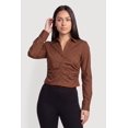 thumbnail image 2 of Women's Poplin Ruched Side Button Front Shirt, 2 of 4