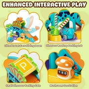 Toy Car for Kids, Dinosaur Toy Car, 5 in 1 Dinosaur Slide & Parking with 4 Push and Go Toy Cars, Toys for 2-3 Year Old, Toddler Toy Car, Learning Educational Toys for Boys Girls Best Birthday Gifts