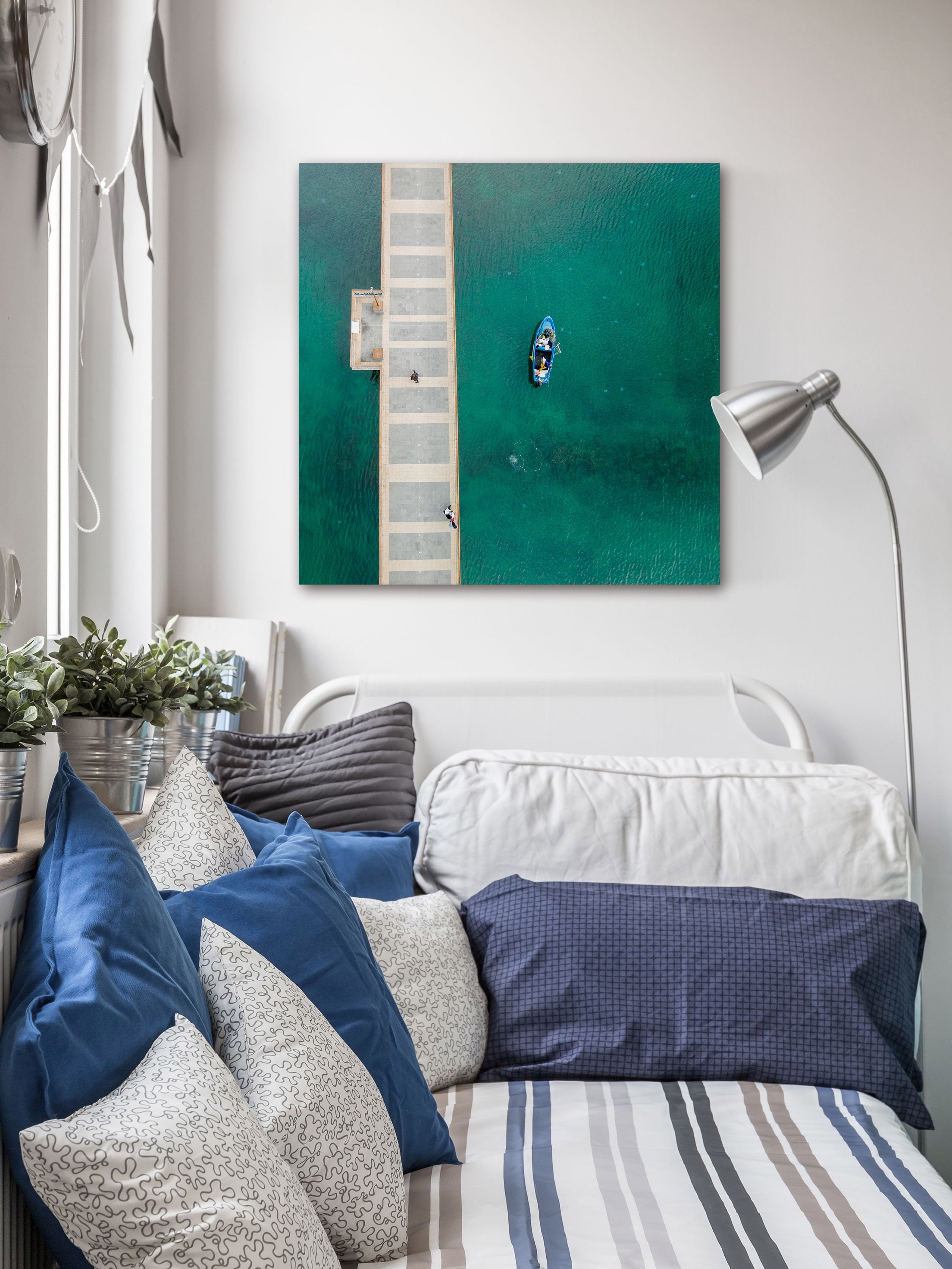 "Blue Boat Floats" Painting Print on Wrapped Canvas