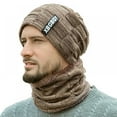 thumbnail image 1 of Beanie Hat Scarf Set Men Autumn Winter Fluffy Knitted Cap Neck Warmer Headwear, 1 of 6
