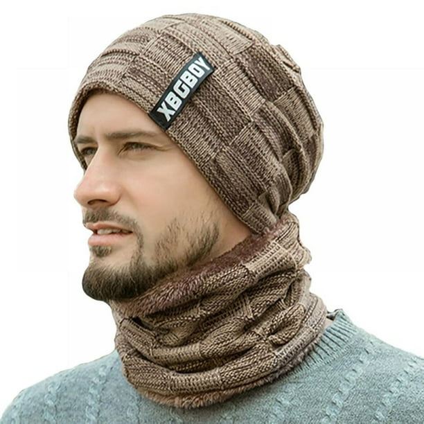 Prettyui Mens Winter Hat And Scarf Set,Beanie Fleece Lined Skull Cap