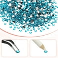 thumbnail image 2 of 1-Set Strass de Resina con Respaldo Plano, Cristales de 5mm en Bulto para Manualidades/Ropa/Decoración de Uñas, Paquete de 15000 con 1 Bolígrafo de Cera y 1 Pinza [Azul Pavo Real], 2 of 6