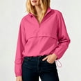 thumbnail image 2 of Zpanxa Fall Jackets for Women Half Zip Stand Collar Pullover Jacket with Drawstring Hem Long Sleeve, 2 of 8